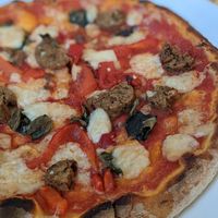 Vegan sausage & mozzarella pizza at Il Fornello in Ajax