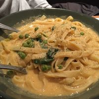Vegan fettuccini with a creamy sweet potato sauce.  at Il Fornello in Ajax