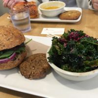 Vegan Kale salad, vegan sandwich, vegan Fig cookie at Wild Flour in Banff