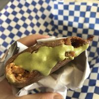 Bfast pocket with cilantro lime crema sauce at Leo's Superfood Vegan Cafe in Northridge