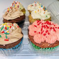 Cupcakes. Strawberry was the favorite   at Leo's Superfood Vegan Cafe in Northridge