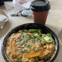 Vegan keto breakfast bowl + extra protein. Soy latte with sugar free vanilla!   at Leo's Superfood Vegan Cafe in Northridge