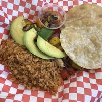 Chicken fajitas at Leo's Superfood Vegan Cafe in Northridge