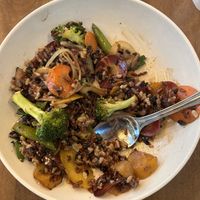 the “forbidden” rice dish was perfect  at Flower Child in Houston