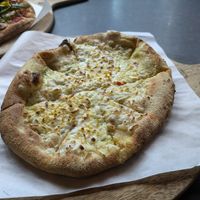 Vegan garlic bread with vegan cheese  at Hangin' Pizzeria in Betws-y-coed