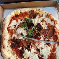 Vegan Bacon and Maple Syrupp  at Hangin' Pizzeria in Betws-y-coed