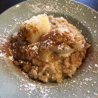 Vegan Rice Puffing with vegan ice cream  at Hangin' Pizzeria in Betws-y-coed