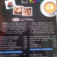 Drinks menu at Cappuccino Kids in South Shields