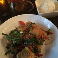 Tow Hou Pad Prik 😋 at Songkran Thai Kitchen in Houston