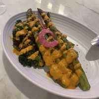 Side of asparagus and broccolini without cheese  at Xochi in Houston