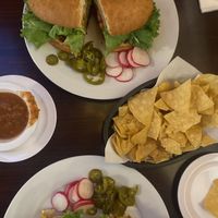 Aerial View of Two (2) Tortas and Chips  at Madre Tierra in Upland