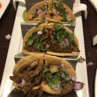 The street tacos- jackfruit, seitan and soyrizo.   The jackfruit and seitan were good but the delicious corn tortillas overpowered any flavor from proteins. Soyrizo was best. at Madre Tierra in Upland