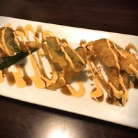 Hummingbirds: Stuffed jalapeños w/ vegan cream cheese and vegan crab mock meat at Madre Tierra in Upland