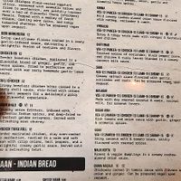 Menu inside with combos August 16 2024 at Tikka Indian Cuisine in Venice