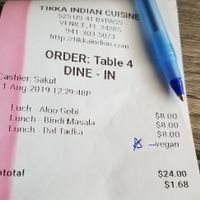 When you say you are vegan they take it seriously! at Tikka Indian Cuisine in Venice