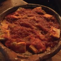 Vegan lasagne with tofu, because they were out of vegan cheese.  Really tasty and filling. at Mezzaluna in Loreto