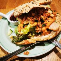 Bali "everything" bagel at Bagels & Beans in Roermond