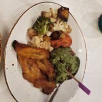 Sweet plantains, broccoli, cauliflower, orange & purple carrots, spiced white rice. Came with entree. at Walt Disney World - Sebastian's Bistro in Lake Buena Vista