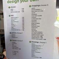 Menu with clearly labeled vegan options  at The Chopped Leaf in Brandon