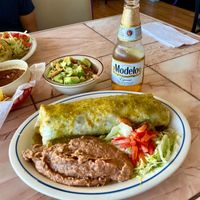 Special off the menu creation by owner Adriana: vegan burrito stuffed with beans, broccoli & other veggies, refried beans, & a veganized guacamole (normally makes w/milk). at Adriana's in Cottonwood