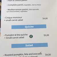 The quiche is labelled as vegan in error. It’s made with butter.  at Bayon Pastry School Coffee Shop in Siem Reap