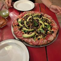 Vegan pizza at La Empanada in Mazunte