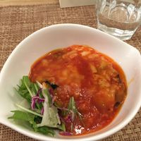 Eggplant in tomato sauce with vegan cheeze. at Marichou-K in Kanazawa