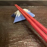 Chopstick sheath turns into Mt Fuji!  at Marichou-K in Kanazawa
