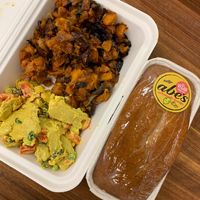 Mock chicken, butter nut squash and lemon pound ake  at Earth Fare - South in Asheville