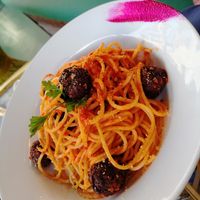 Couscous meat balls on top at Koulchi Zine in Marrakech