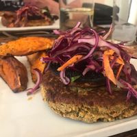 Chickpea burger and salad  at The Parrot in Aldringham