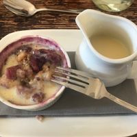 Crumble with vegan custard  at The Parrot in Aldringham