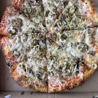 Vegan Cheeze, Mushrooms and Green Olivess  at Pizza Pizza in Guelph