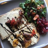 Lunchtime treat country bumpkin - hummus, roasted veg & balsamic dressing with salad and beetroot slaw - yummy!! at Caffè No 3 @ Home in Durham