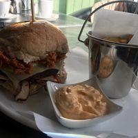 Pulled peri peri jackfruit burger at Caffè No 3 @ Home in Durham