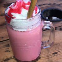 Vegan strawberry milkshake  at Caffè No 3 @ Home in Durham