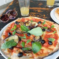 Glutenfree vegan Pizza with aubergine and olives :) at Sotto in Berlin