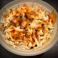 this is the Spicy Thai Chicken and Rice Noodles (subbed tofu for chicken) at Corelife Eatery  in Mishawaka