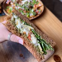 Cheesy pesto sandwich   at Loving Earth Cafe in Fort Kochi