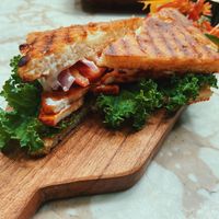 Tofu toasted sandwich (with black salt for that ‘eggy’ taste).  at Loving Earth Cafe in Fort Kochi