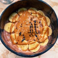Chocolate- peanut butter smoothie bowl   at Loving Earth Cafe in Fort Kochi