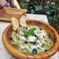 Basil Pesto Pasta at Loving Earth Cafe in Fort Kochi