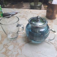 Blue pea tea - rare find! at Loving Earth Cafe in Fort Kochi