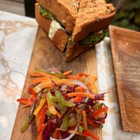 Pesto cheezy toasty  at Loving Earth Cafe in Fort Kochi
