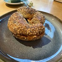 Peanut butter and apricot jam bagel  at Cereal Lovers in Luxembourg City
