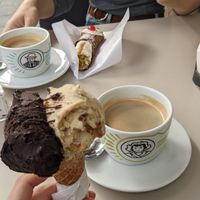 Dark chocolate/mixed nuts and an americano at Voglia Matta in Siracusa