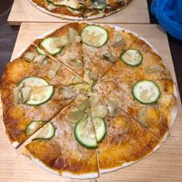 Vegan cheese   at Rusticana Pizza in Tepoztlan