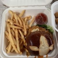 Fried Mac and cheese burger at Strong Hearts in Syracuse