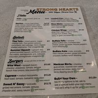 Menu at Strong Hearts in Syracuse