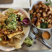 Nacho and Thai salad at Strong Hearts in Syracuse